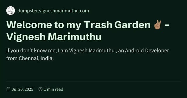 dumpster.vigneshmarimuthu.com screenshot