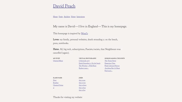 davidpeach.me screenshot