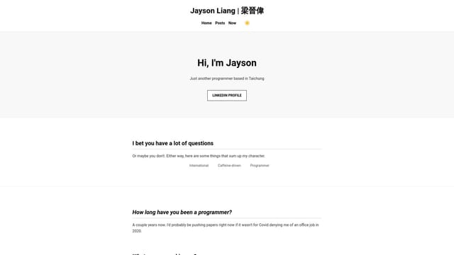 jaysonliang.com screenshot
