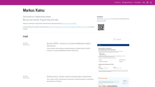 markuskainu.fi screenshot