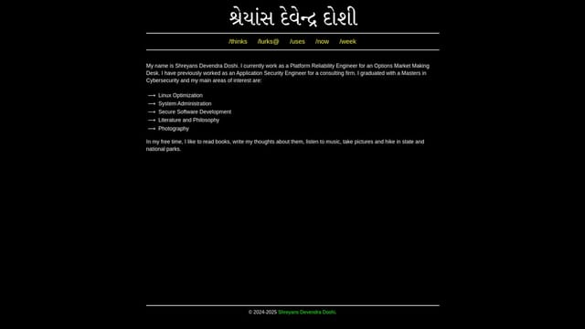 shreyansdoshi.com screenshot